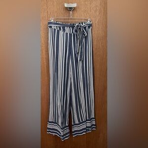 NWT Express Wide Leg Striped Blue White Pants Size Small